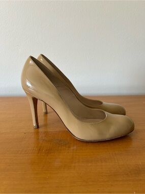 LK Bennett Tan Pumps Nude Patent Leather 3.75" Heels EU 39.5 US 9 Designer Pump